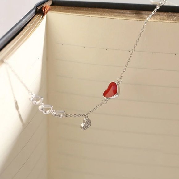 NEW 925 Sterling Silver Diamond Heart Bracelet - Picture 6 of 8